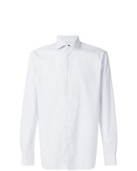 Camicia a maniche lunghe geometrica bianca di Corneliani