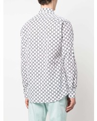 Camicia a maniche lunghe geometrica bianca di Karl Lagerfeld