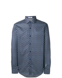 Camicia a maniche lunghe geometrica blu di Fashion Clinic Timeless