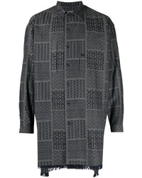 Camicia a maniche lunghe geometrica grigio scuro di Yohji Yamamoto