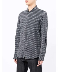 Camicia a maniche lunghe geometrica nera e bianca di Giorgio Armani
