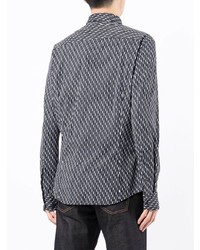 Camicia a maniche lunghe geometrica nera e bianca di Giorgio Armani