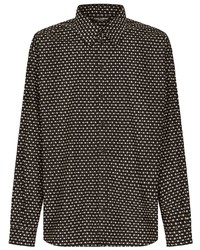 Camicia a maniche lunghe geometrica nera di Dolce & Gabbana