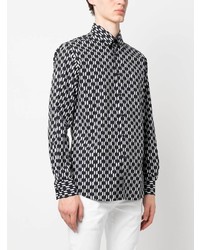 Camicia a maniche lunghe geometrica nera di Karl Lagerfeld