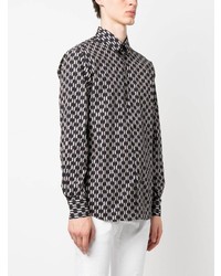 Camicia a maniche lunghe geometrica nera di Karl Lagerfeld