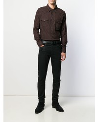 Camicia a maniche lunghe geometrica nera di Saint Laurent