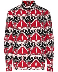 Camicia a maniche lunghe geometrica rossa di Prada