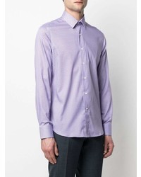 Camicia a maniche lunghe geometrica viola chiaro di Canali