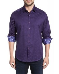 Camicia a maniche lunghe geometrica viola