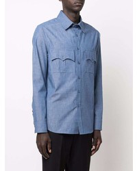Camicia a maniche lunghe in chambray azzurra di Thebe Magugu