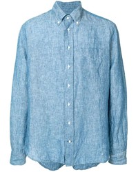 Camicia a maniche lunghe in chambray azzurra di Gitman Vintage