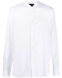 Camicia a maniche lunghe in chambray bianca di Emporio Armani