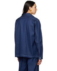 Camicia a maniche lunghe in chambray blu scuro di Sunnei