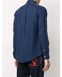 Camicia a maniche lunghe in chambray blu scuro di Polo Ralph Lauren