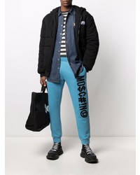 Camicia a maniche lunghe in chambray blu scuro di Moschino