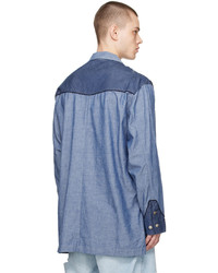 Camicia a maniche lunghe in chambray blu di Tanaka