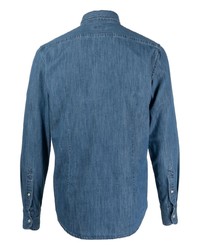 Camicia a maniche lunghe in chambray blu di Deperlu