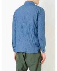 Camicia a maniche lunghe in chambray blu di orSlow