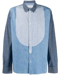 Camicia a maniche lunghe in chambray blu di Lanvin