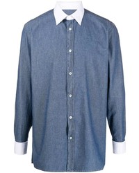 Camicia a maniche lunghe in chambray blu di Maison Margiela