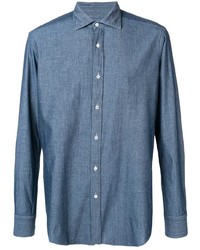 Camicia a maniche lunghe in chambray blu di Mp Massimo Piombo