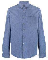 Camicia a maniche lunghe in chambray blu di Sun 68