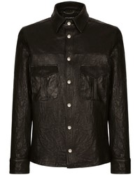 Camicia a maniche lunghe in pelle nera di Dolce & Gabbana