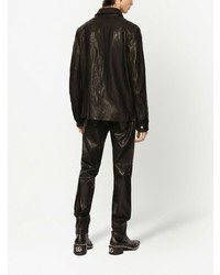 Camicia a maniche lunghe in pelle nera di Dolce & Gabbana
