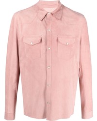 Camicia a maniche lunghe in pelle rosa