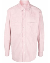 Camicia a maniche lunghe in pelle scamosciata rosa