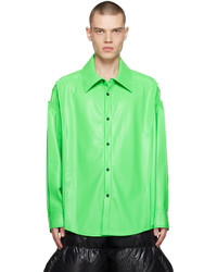 Camicia a maniche lunghe in pelle verde menta di Chen Peng