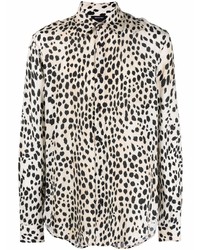 Camicia a maniche lunghe leopardata beige di Just Cavalli