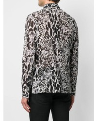 Camicia a maniche lunghe leopardata bianca e nera di Saint Laurent