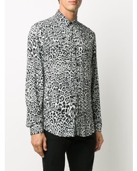 Camicia a maniche lunghe leopardata bianca e nera di Just Cavalli