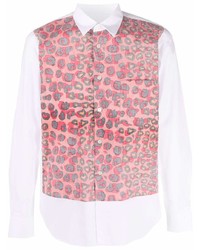 Camicia a maniche lunghe leopardata bianca di Black Comme Des Garçons