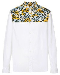 Camicia a maniche lunghe leopardata bianca di Marni