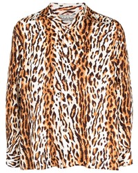 Camicia a maniche lunghe leopardata bianca di Wacko Maria