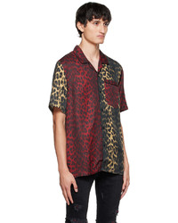 Camicia a maniche lunghe leopardata bordeaux di Ksubi