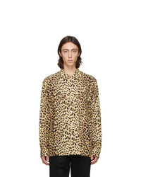Camicia a maniche lunghe leopardata gialla