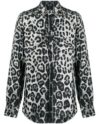 Camicia a maniche lunghe leopardata grigia di Dolce & Gabbana
