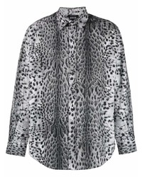 Camicia a maniche lunghe leopardata grigia di Just Cavalli