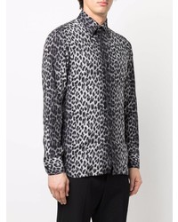 Camicia a maniche lunghe leopardata grigia di Tom Ford