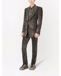 Camicia a maniche lunghe leopardata grigia di Dolce & Gabbana