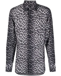 Camicia a maniche lunghe leopardata grigia di Tom Ford