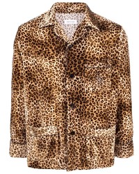 Camicia a maniche lunghe leopardata marrone chiaro di Ernest W. Baker