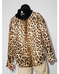 Camicia a maniche lunghe leopardata marrone chiaro di Mastermind Japan