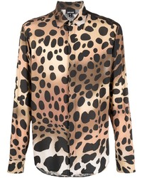 Camicia a maniche lunghe leopardata marrone chiaro di Just Cavalli