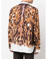 Camicia a maniche lunghe leopardata marrone chiaro di Marni