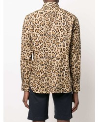 Camicia a maniche lunghe leopardata marrone chiaro di Tintoria Mattei