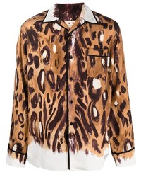 Camicia a maniche lunghe leopardata marrone chiaro di Marni